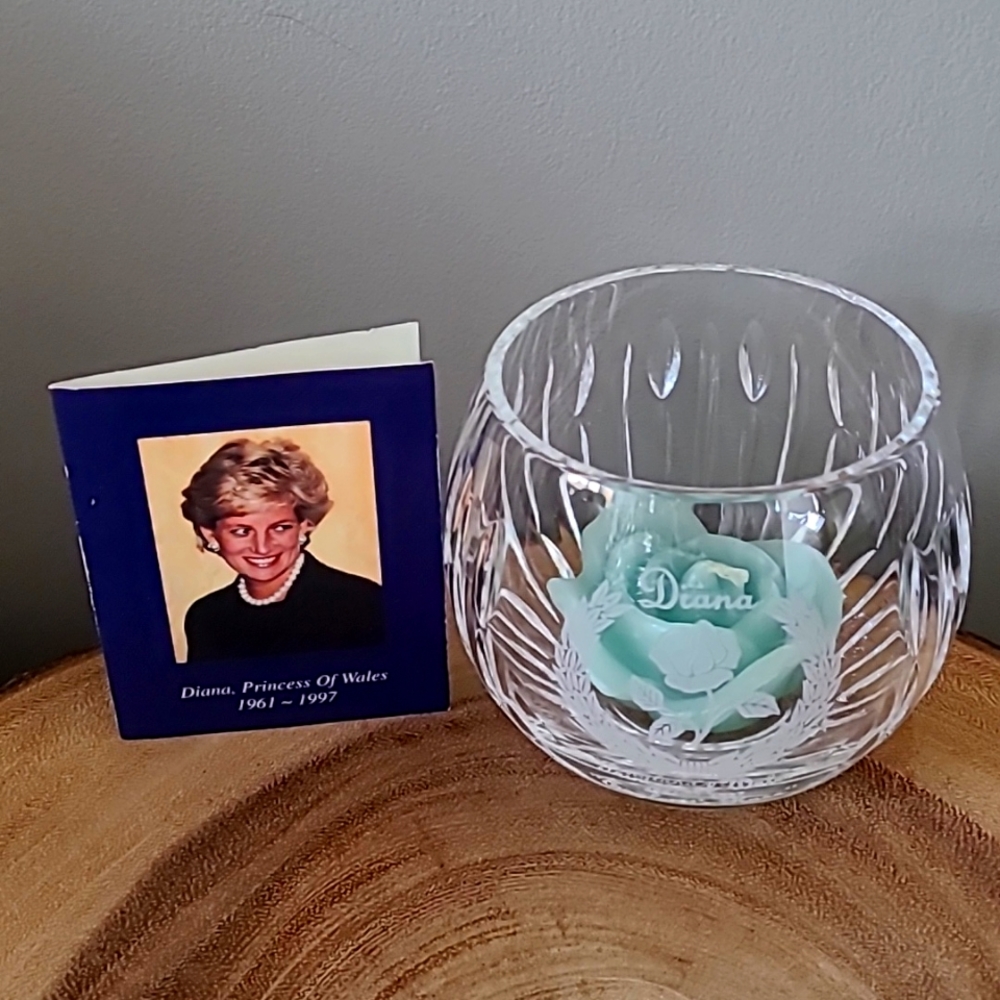 EUC Stuart Crystal Candle holder Princess Diana "English Rose"